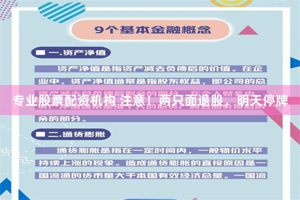 专业股票配资机构 注意!两只面退股,明天停牌