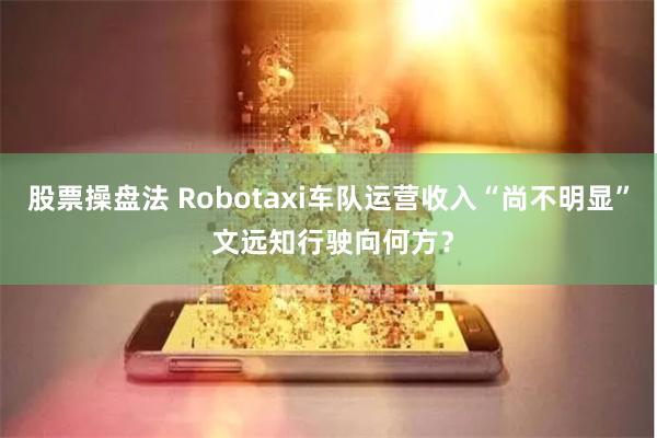 股票操盘法 Robotaxi车队运营收入“尚不明显” 文远知行驶向何方?